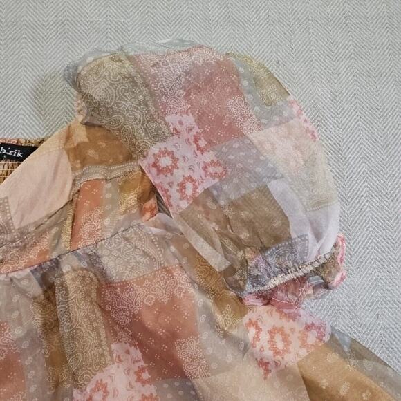 Fab'rik Fiarycore Empire Waist Dress Size Large Fall Colors Bubble Sleeves Y2K - Picture 5 of 14